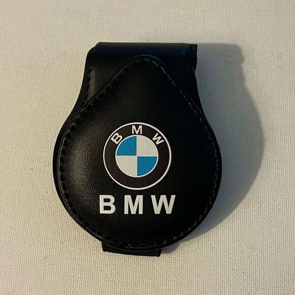 BMW Sunglass Holder for Car with Logo Black Leather NWT - Picture 1 of 10
